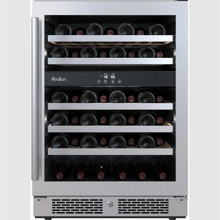 AVALLON 24 Inch Wide 45 Bottle Capacity Dual Zone Wine Cooler with Right Swing Door AWC242DZRH